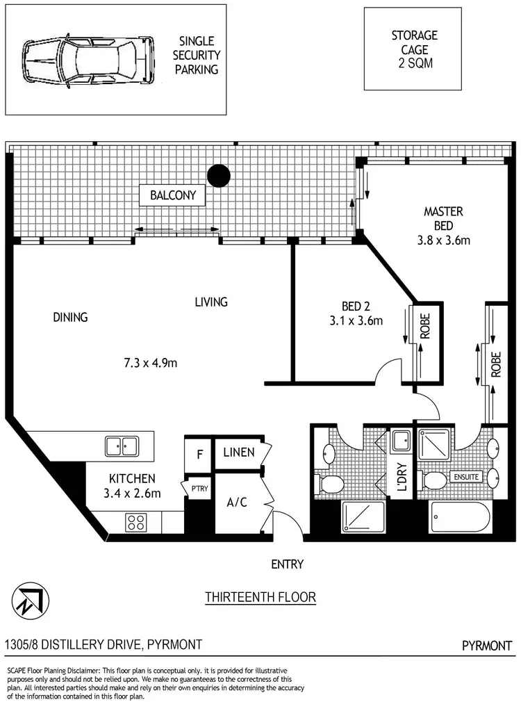 Floorplan of Homely apartment listing, 1305/8 Distillery Drive, Pyrmont NSW 2009