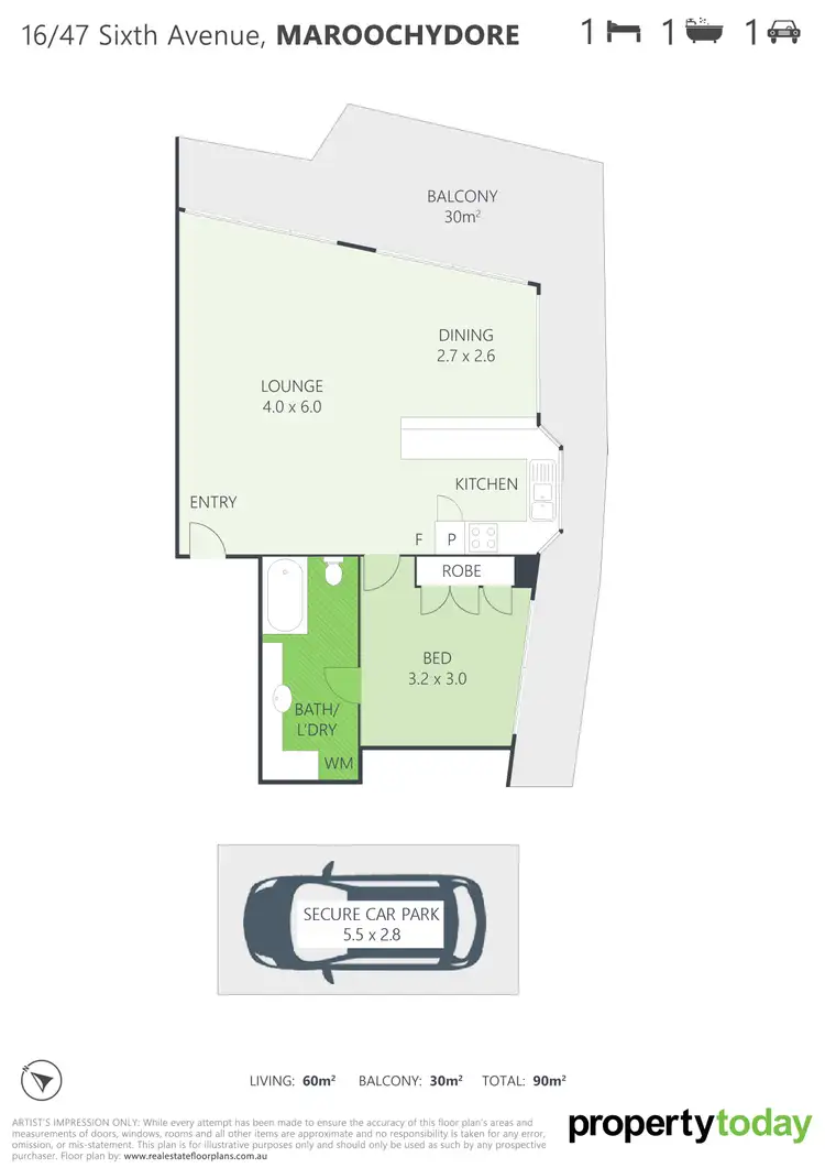 Floorplan of Homely unit listing, 16/47 Sixth Avenue, Maroochydore QLD 4558