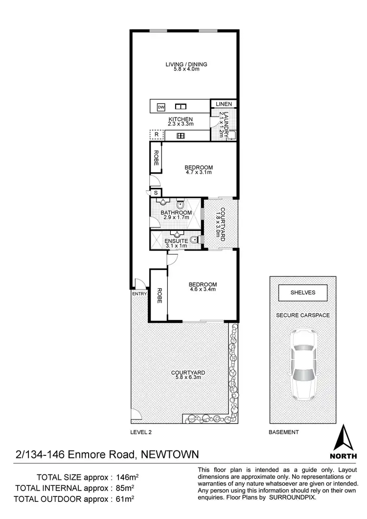 Floorplan of Homely unit listing, 2/134 Enmore Road, Newtown NSW 2042