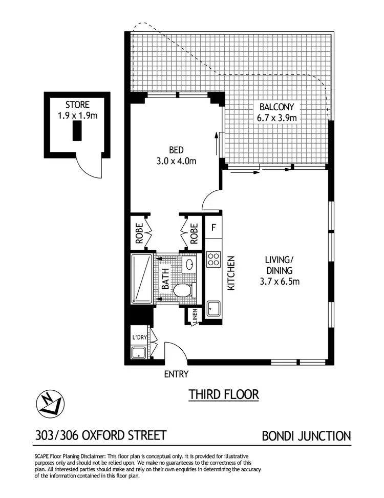 Floorplan of Homely unit listing, 303/306 Oxford Street, Bondi Junction NSW 2022