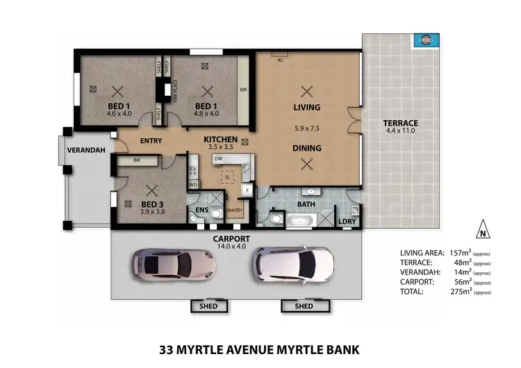 Floorplan of Homely house listing, 33 Myrtle Avenue, Myrtle Bank SA 5064