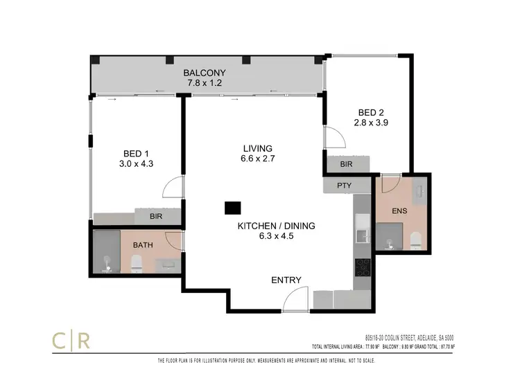 Floorplan of Homely apartment listing, 805/16-20 Coglin Street, Adelaide SA 5000