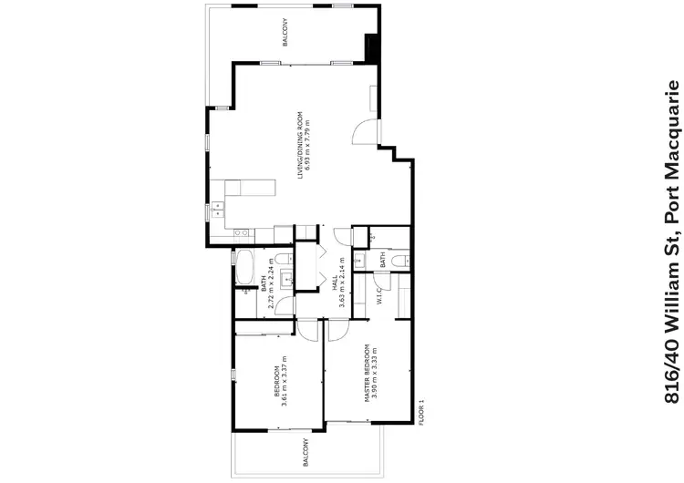 Floorplan of Homely unit listing, 816/40 William Street, Port Macquarie NSW 2444