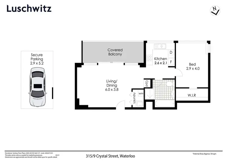 Floorplan of Homely apartment listing, 315/9 Crystal Street, Waterloo NSW 2017