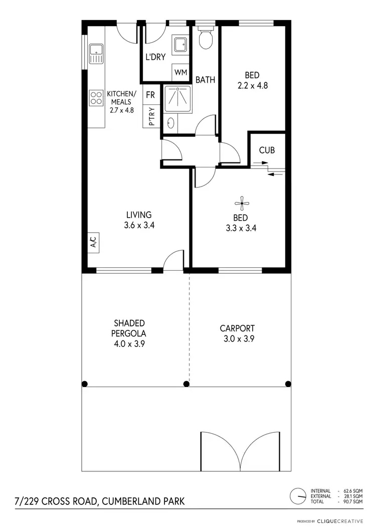 Floorplan of Homely unit listing, 7/229 Cross Road, Cumberland Park SA 5041