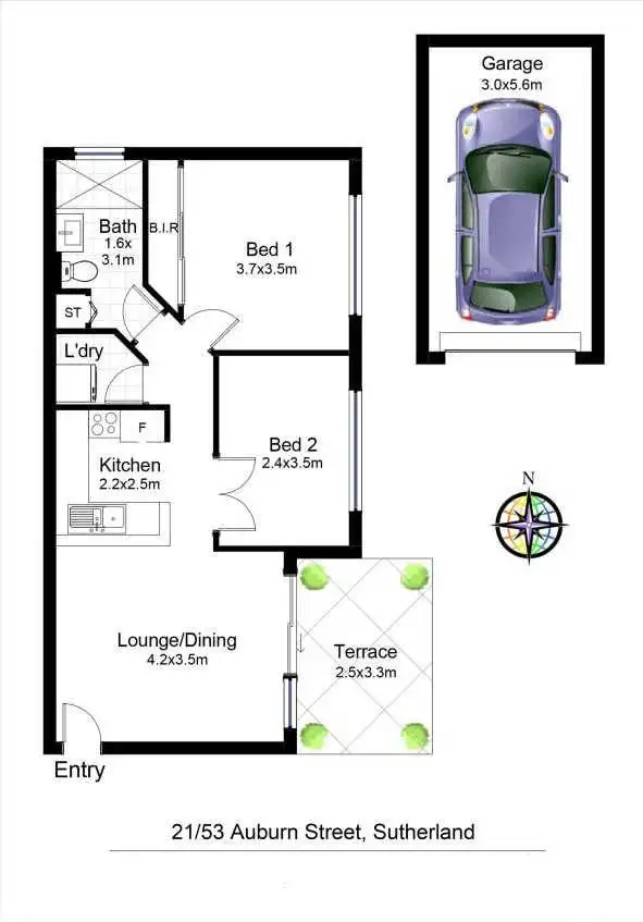 Floorplan of Homely unit listing, 21/53 Auburn Street, Sutherland NSW 2232