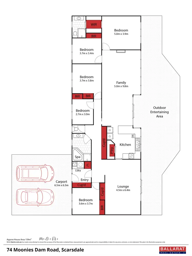 Floorplan of Homely house listing, 74 Moonies Dam Road, Scarsdale VIC 3351