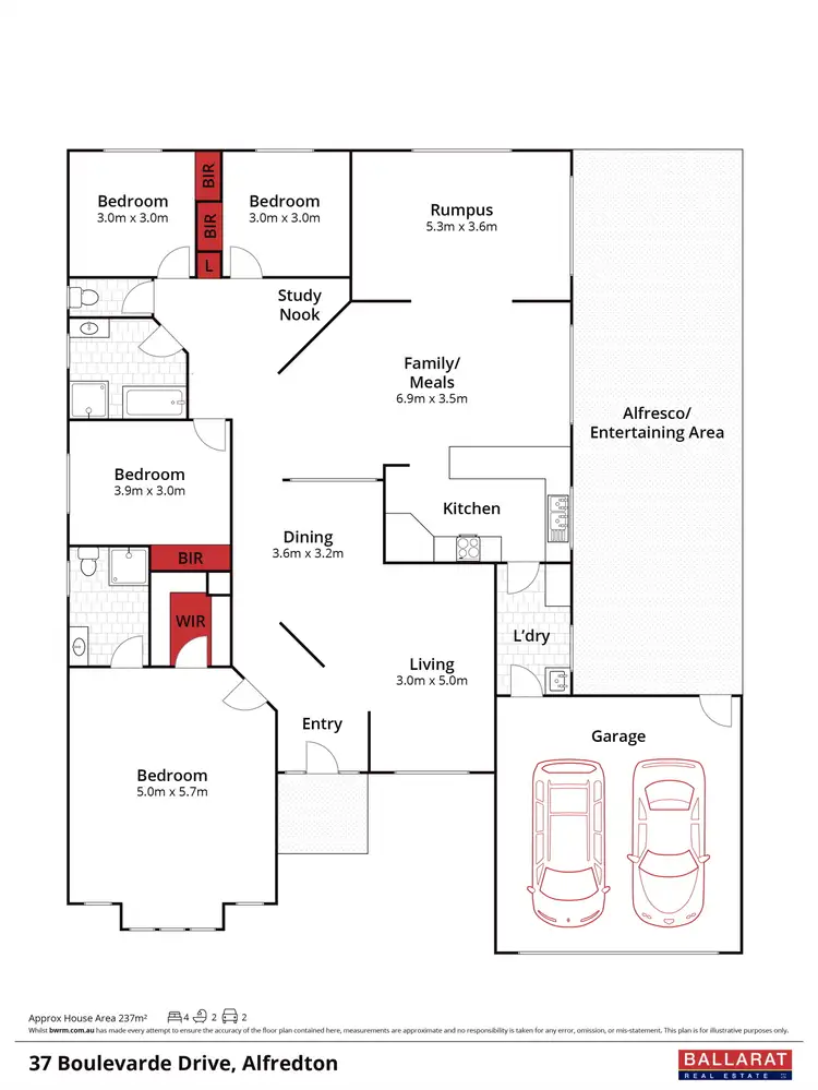 Floorplan of Homely house listing, 37 Boulevarde Drive, Alfredton VIC 3350