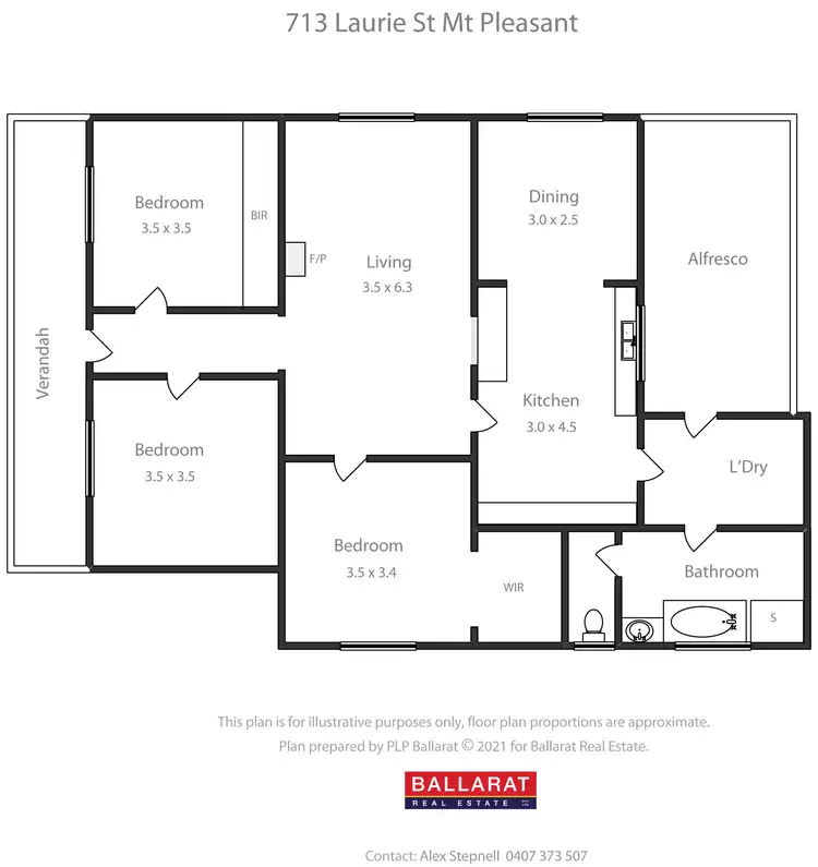 Floorplan of Homely house listing, 713 Laurie Street, Mount Pleasant VIC 3350