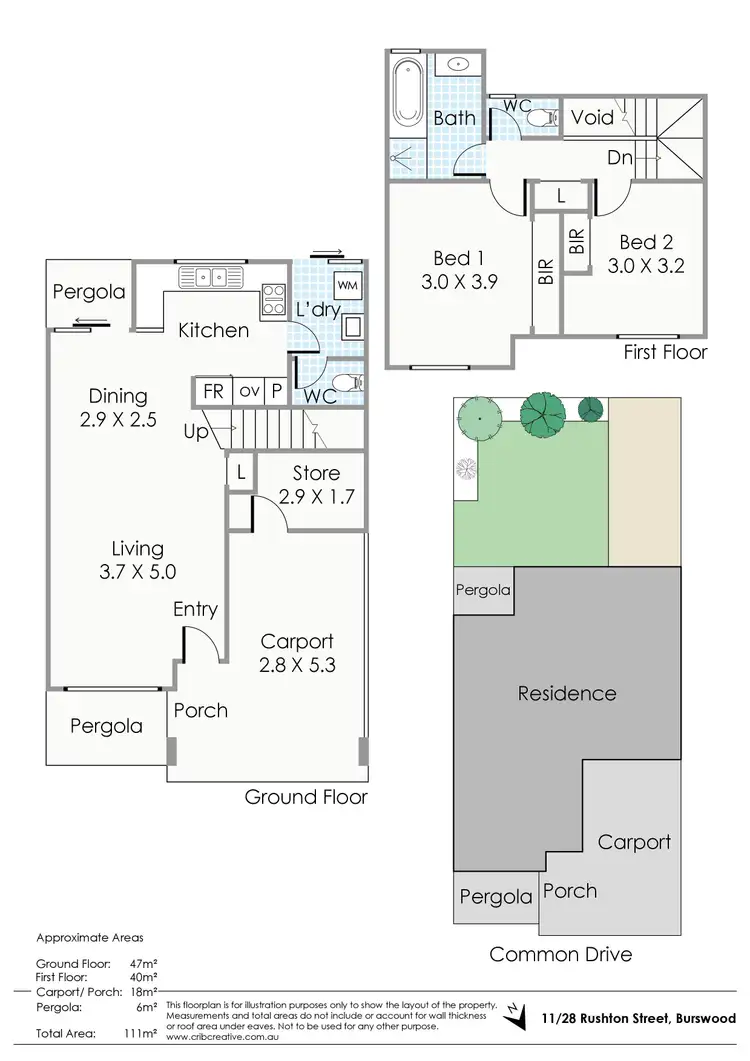 Floorplan of Homely townhouse listing, 11/28 Rushton Street, Burswood WA 6100