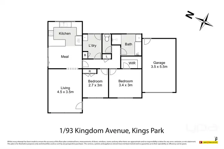 Floorplan of Homely unit listing, 1/93 Kingdom Avenue, Kings Park VIC 3021