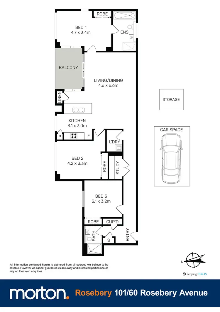Floorplan of Homely apartment listing, 101/60 Rosebery Avenue, Rosebery NSW 2018