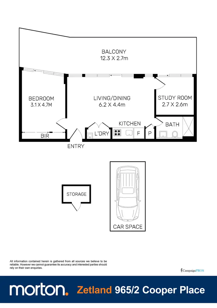 Floorplan of Homely apartment listing, 965/2 Cooper Place, Zetland NSW 2017