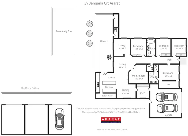 Floorplan of Homely house listing, 39 Jengarla Court, Ararat VIC 3377
