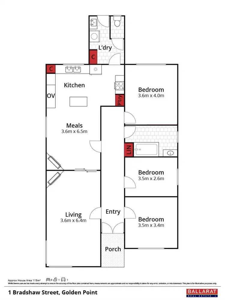 Floorplan of Homely house listing, 1 Bradshaw Street, Golden Point VIC 3350
