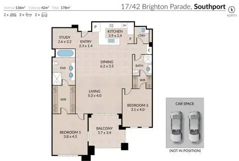 Floorplan of Homely apartment listing, 17/42-44 Brighton Parade, Southport QLD 4215