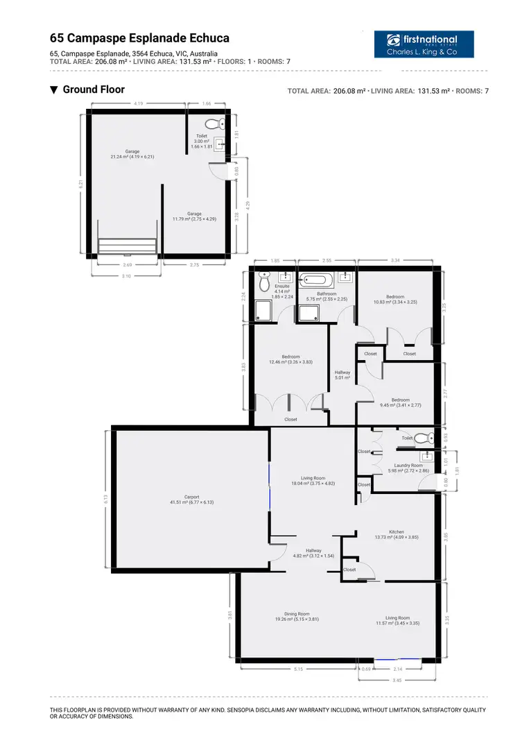 Floorplan of Homely house listing, 65 Campaspe Esplanade, Echuca VIC 3564