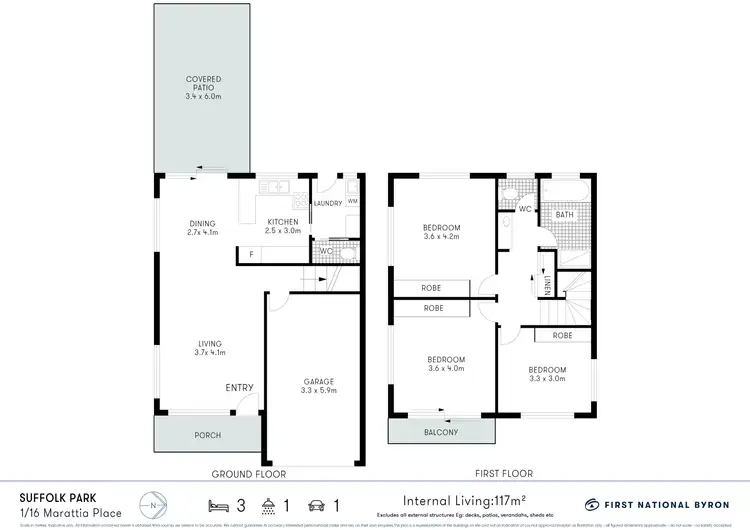 Floorplan of Homely unit listing, 1/16 Marattia Place, Suffolk Park NSW 2481