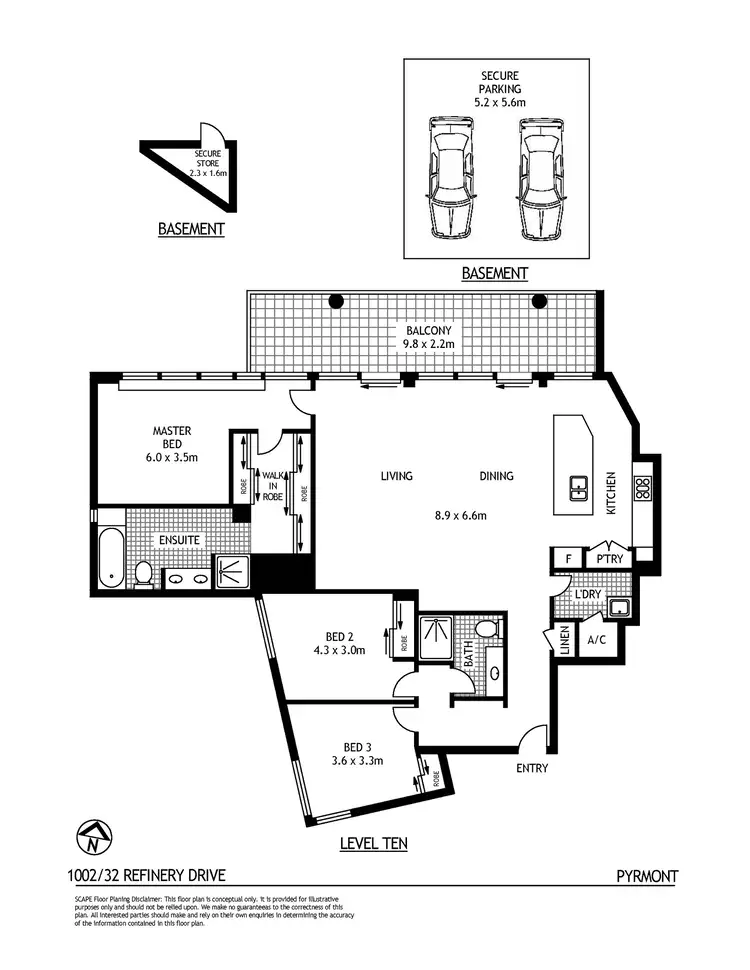 Floorplan of Homely apartment listing, 1002/32 Refinery Drive, Pyrmont NSW 2009