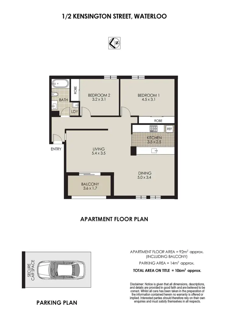 Floorplan of Homely apartment listing, 1/2 Kensington Street, Waterloo NSW 2017