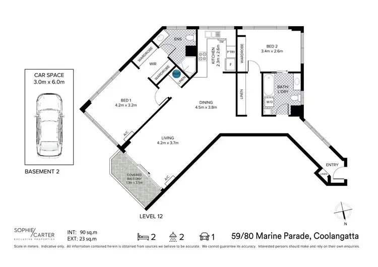 Floorplan of Homely unit listing, Level 12/59/80 Marine Parade, Coolangatta QLD 4225