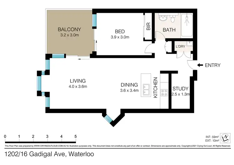 Floorplan of Homely apartment listing, 1202/16 Gadigal Avenue, Waterloo NSW 2017