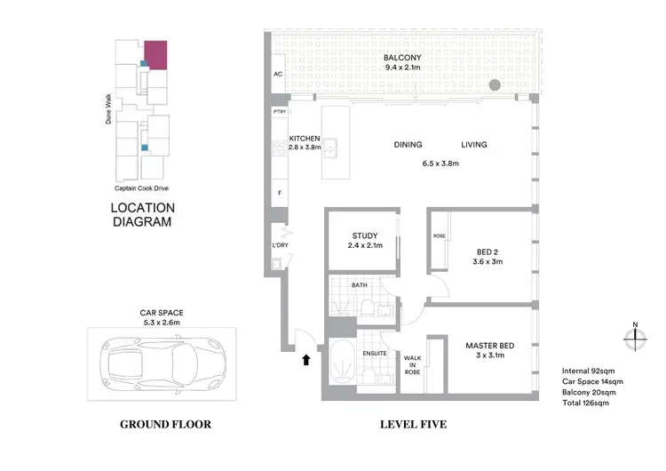 Floorplan of Homely apartment listing, 509/2 Dune Walk, Woolooware NSW 2230
