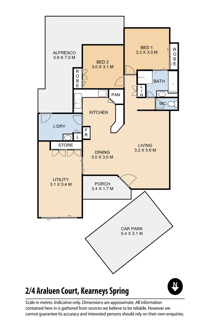 Floorplan of Homely unit listing, 2/4 Araluen Court, Kearneys Spring QLD 4350