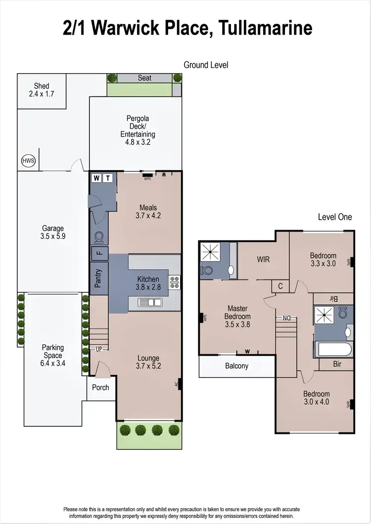 Floorplan of Homely townhouse listing, 2/1 Warwick Place, Tullamarine VIC 3043