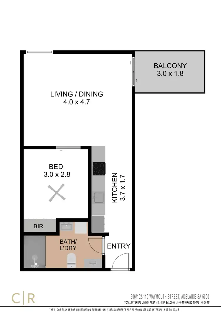 Floorplan of Homely apartment listing, 606/102 Waymouth Street, Adelaide SA 5000