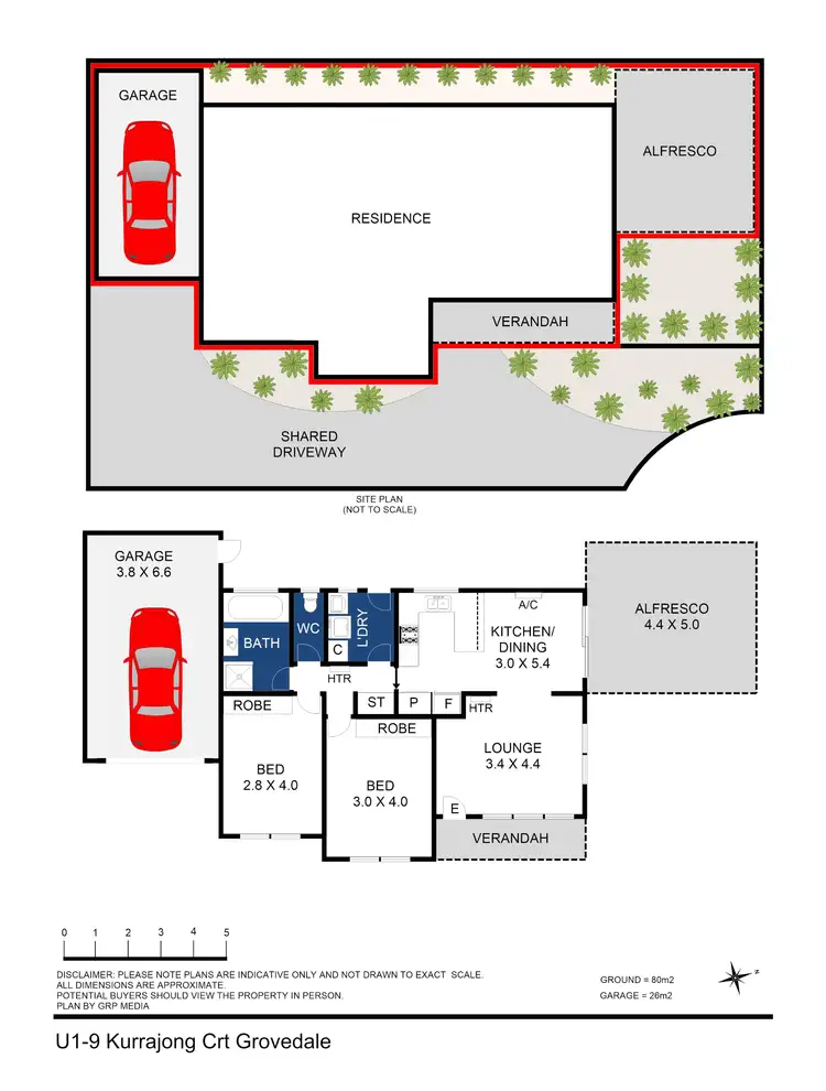 Floorplan of Homely unit listing, 1/9 Kurrajong Court, Grovedale VIC 3216