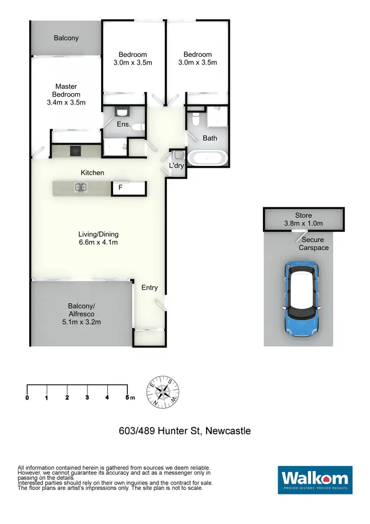 Floorplan of Homely unit listing, 603/489 Hunter Street, Newcastle NSW 2300
