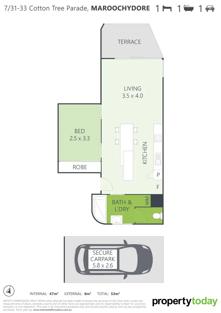 Floorplan of Homely unit listing, 7/31-33 Cotton Tree Parade, Maroochydore QLD 4558