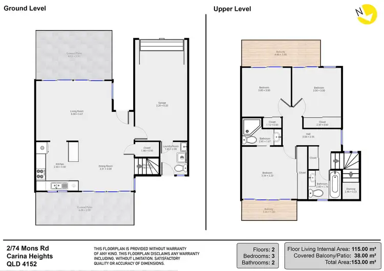 Floorplan of Homely townhouse listing, 2/74 Mons Road, Carina Heights QLD 4152