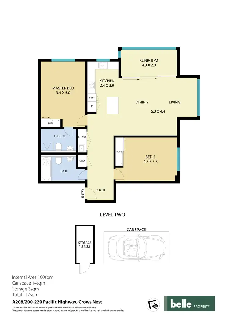 Floorplan of Homely apartment listing, A208/200-220 Pacific Highway, Crows Nest NSW 2065