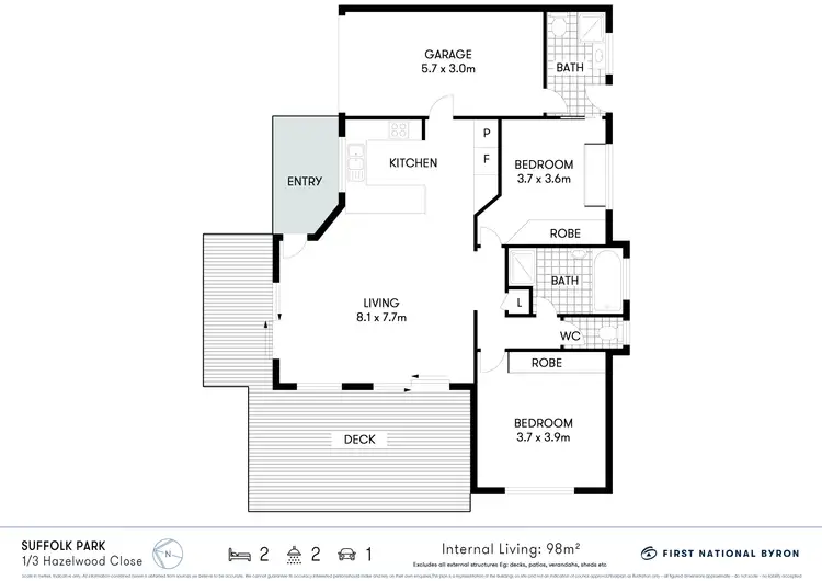 Floorplan of Homely unit listing, 1/3 Hazelwood Close, Suffolk Park NSW 2481