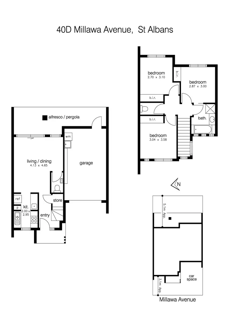 Floorplan of Homely townhouse listing, 40D Millawa Avenue, St Albans VIC 3021