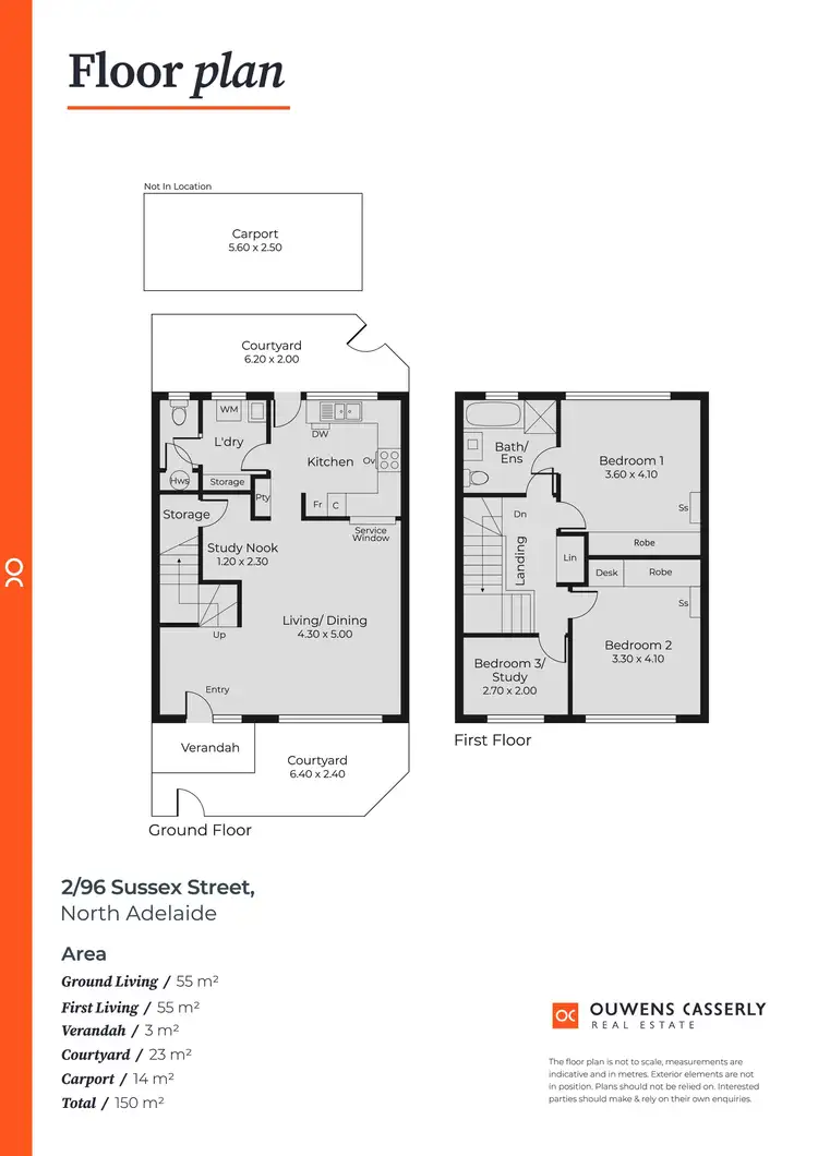 Floorplan of Homely townhouse listing, 2/96-100 Sussex Street, North Adelaide SA 5006
