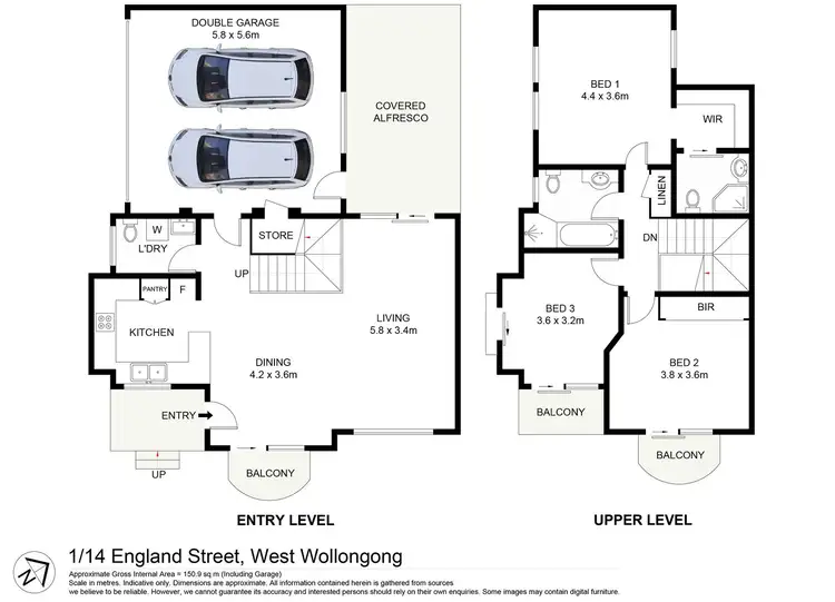 Floorplan of Homely townhouse listing, 1/14 England Street, West Wollongong NSW 2500