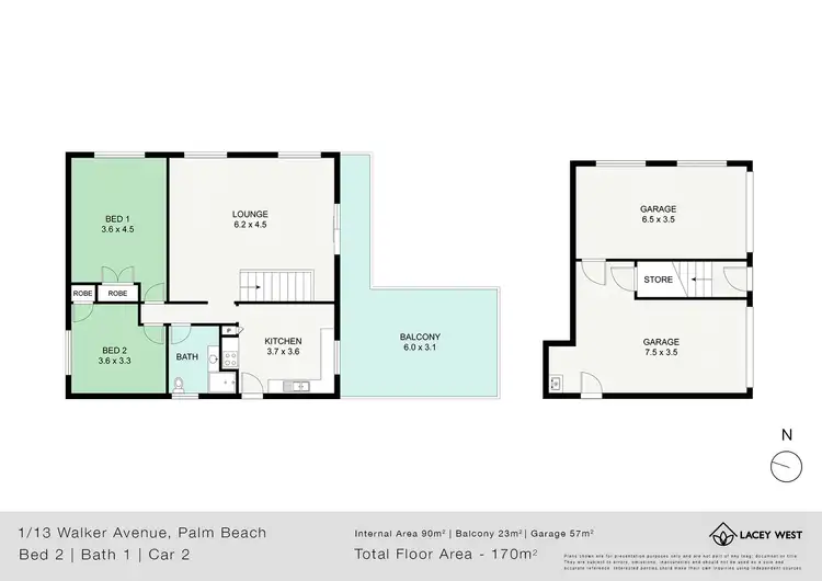 Floorplan of Homely semi-detached listing, 1/13 Walker Avenue, Palm Beach QLD 4221