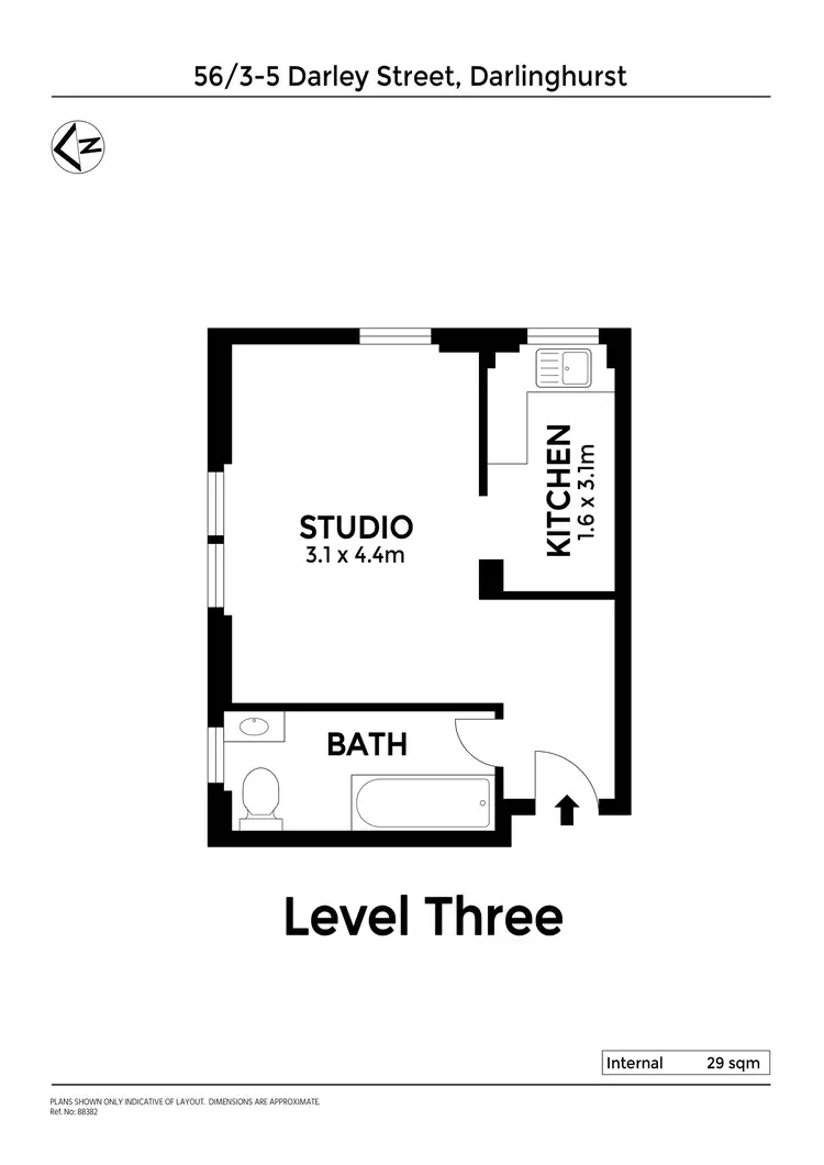 Floorplan of Homely apartment listing, 56/3-5 Darley Street, Darlinghurst NSW 2010
