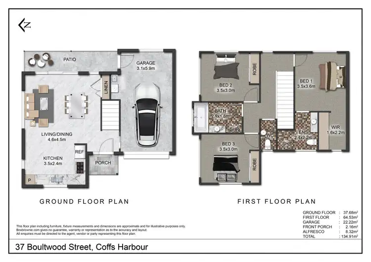 Floorplan of Homely townhouse listing, 3/37 Boultwood Street, Coffs Harbour NSW 2450