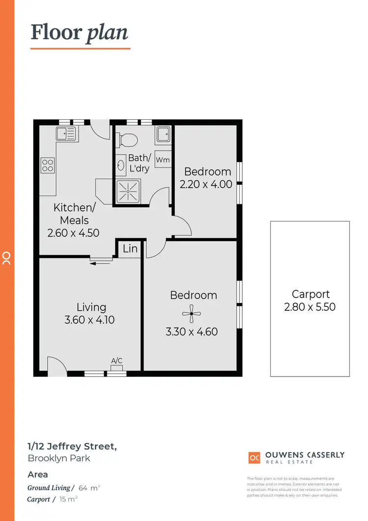 Floorplan of Homely unit listing, 1/12 Jeffrey Street, Brooklyn Park SA 5032