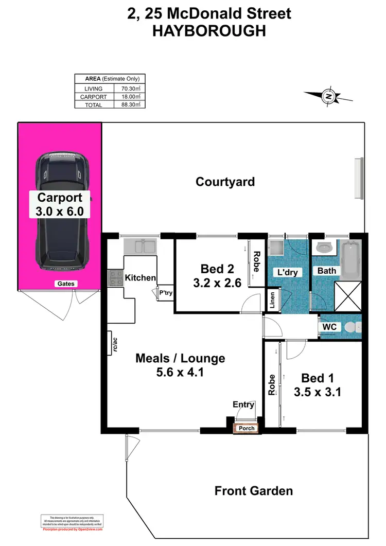 Floorplan of Homely unit listing, 2/25 McDonald Street, Hayborough SA 5211