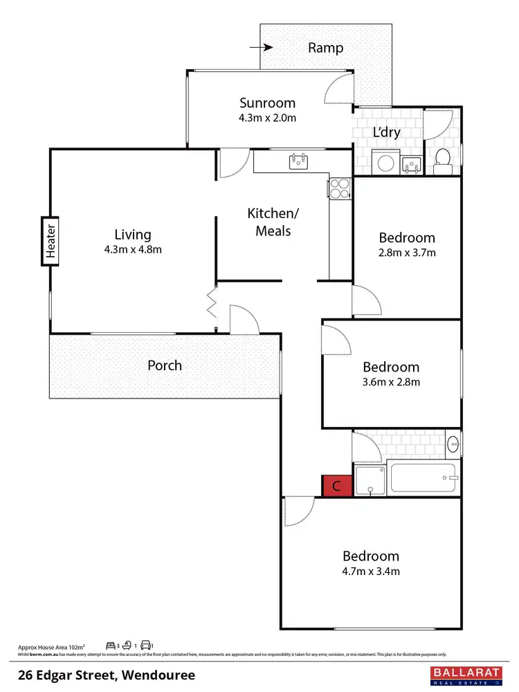Floorplan of Homely house listing, 26 Edgar Street, Wendouree VIC 3355