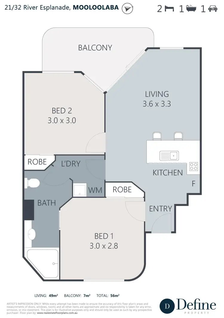 Floorplan of Homely unit listing, 21/32 River Esplanade, Mooloolaba QLD 4557