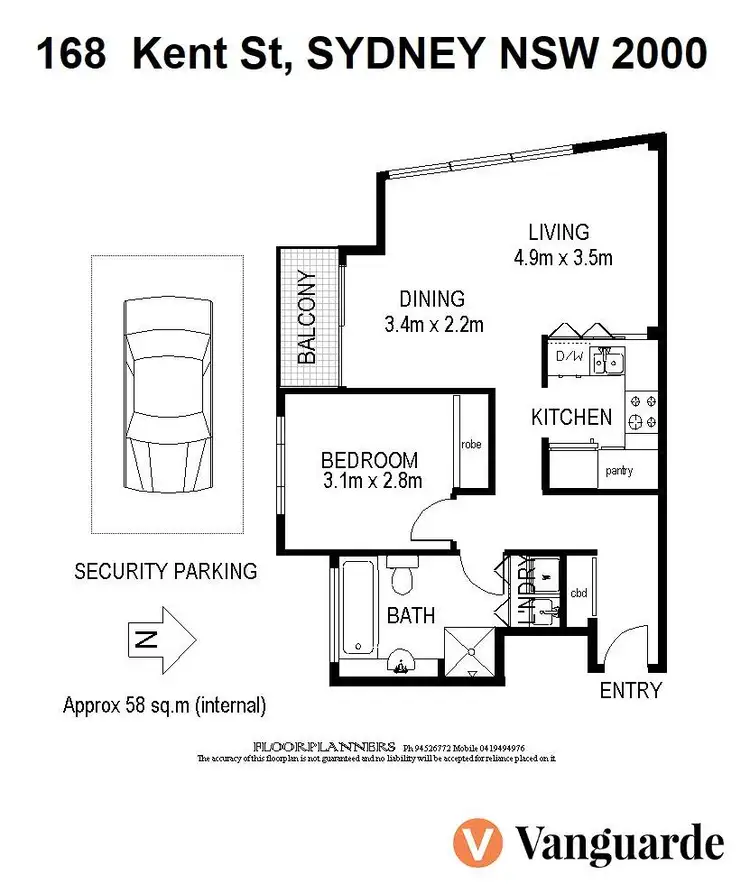 Floorplan of Homely apartment listing, 607/168 Kent Street, Sydney NSW 2000