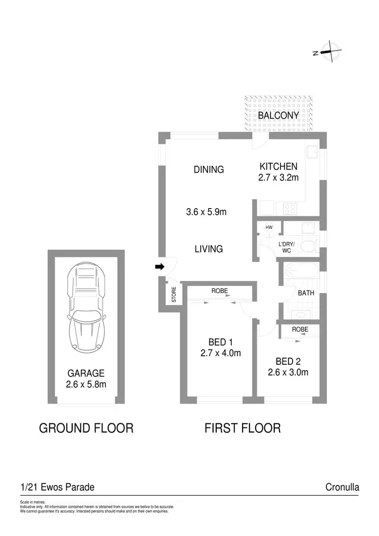 Floorplan of Homely unit listing, 1/21 Ewos Parade, Cronulla NSW 2230