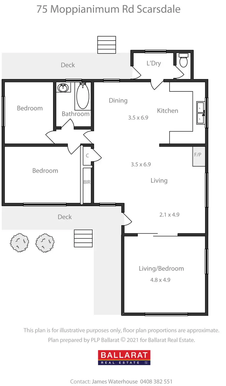 Floorplan of Homely house listing, 75 Moppianimum Road, Scarsdale VIC 3351