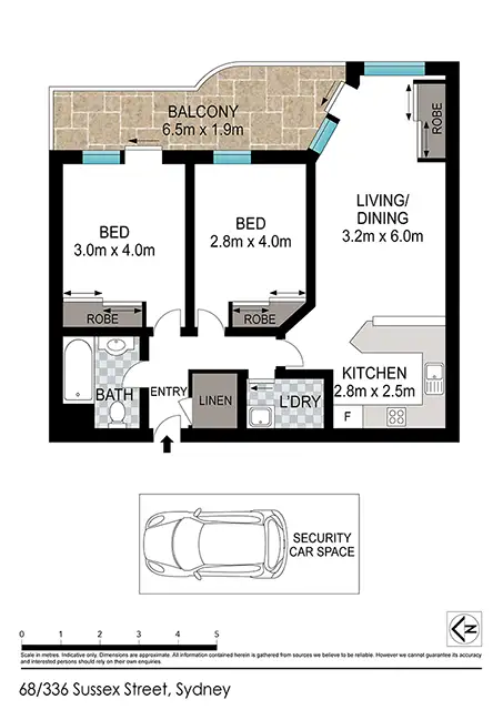 Floorplan of Homely apartment listing, Level 7/336 Sussex Street, Sydney NSW 2000